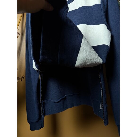 J.Crew Navy & White Nautical Striped Sweater Preppy W Side Zippers Long Sleeve L - Picture 11 of 15